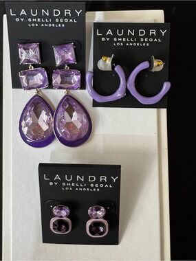 Laundry By Shelli Segal Purple Multi-Pair Earring Set